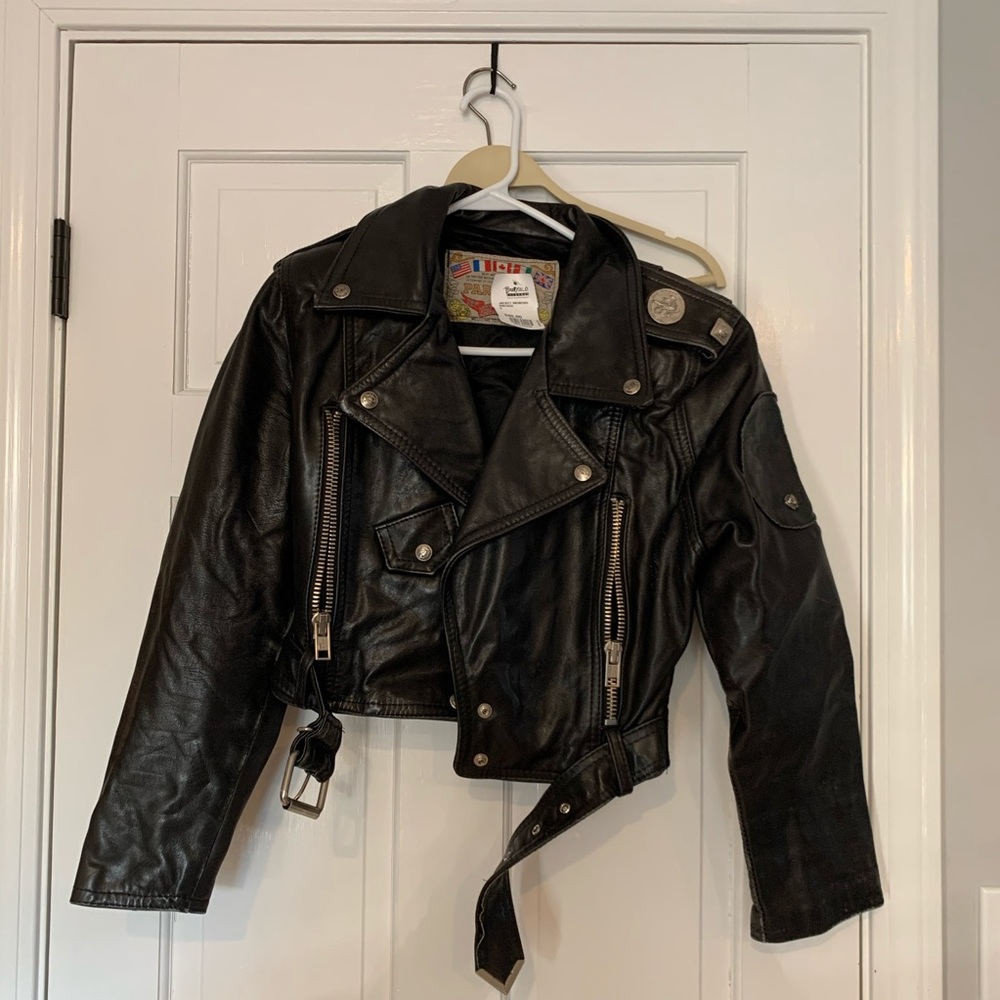 Black leather Parasuco moto jacket